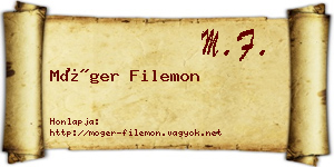 Móger Filemon névjegykártya
